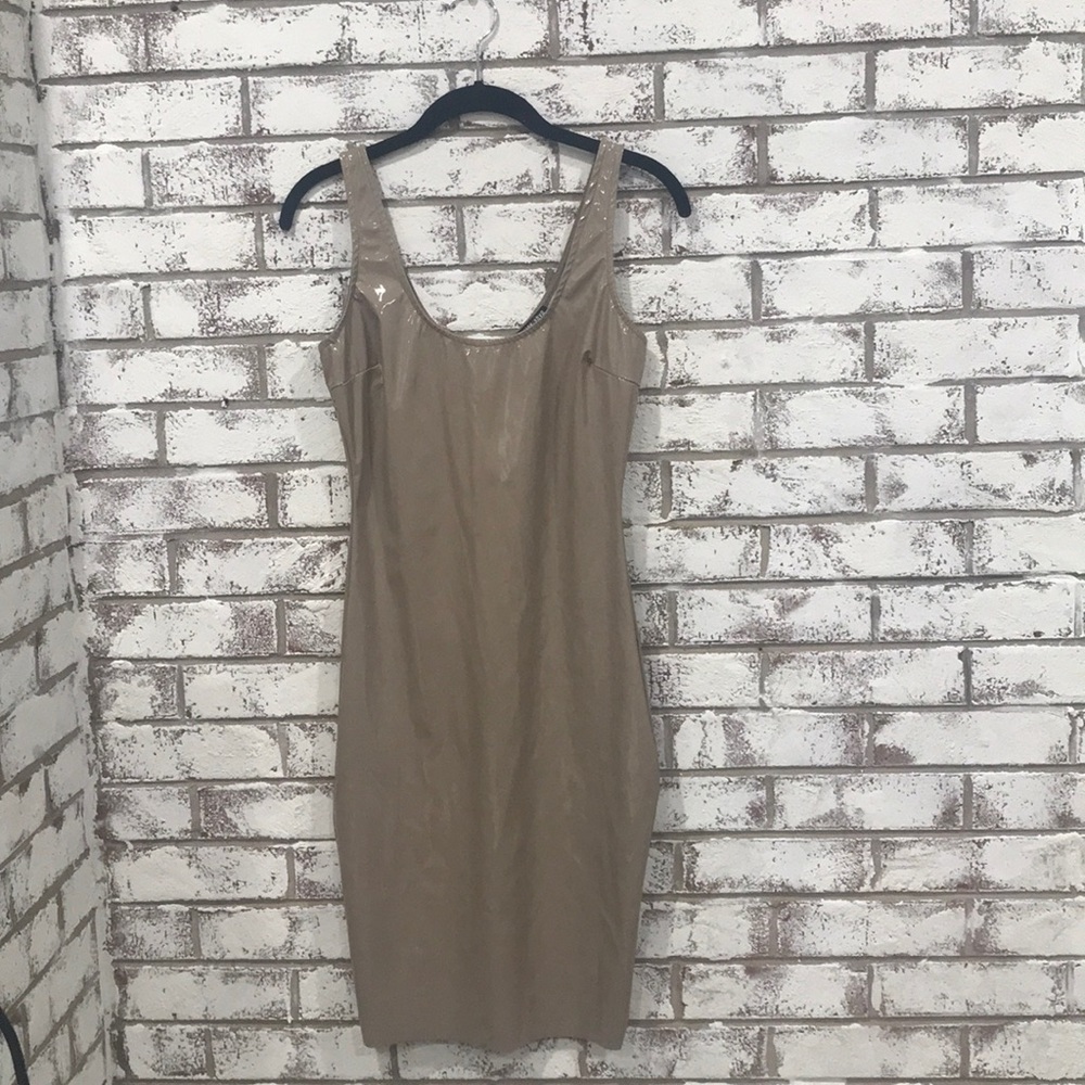 Fashion Nova Beige Latex Dress